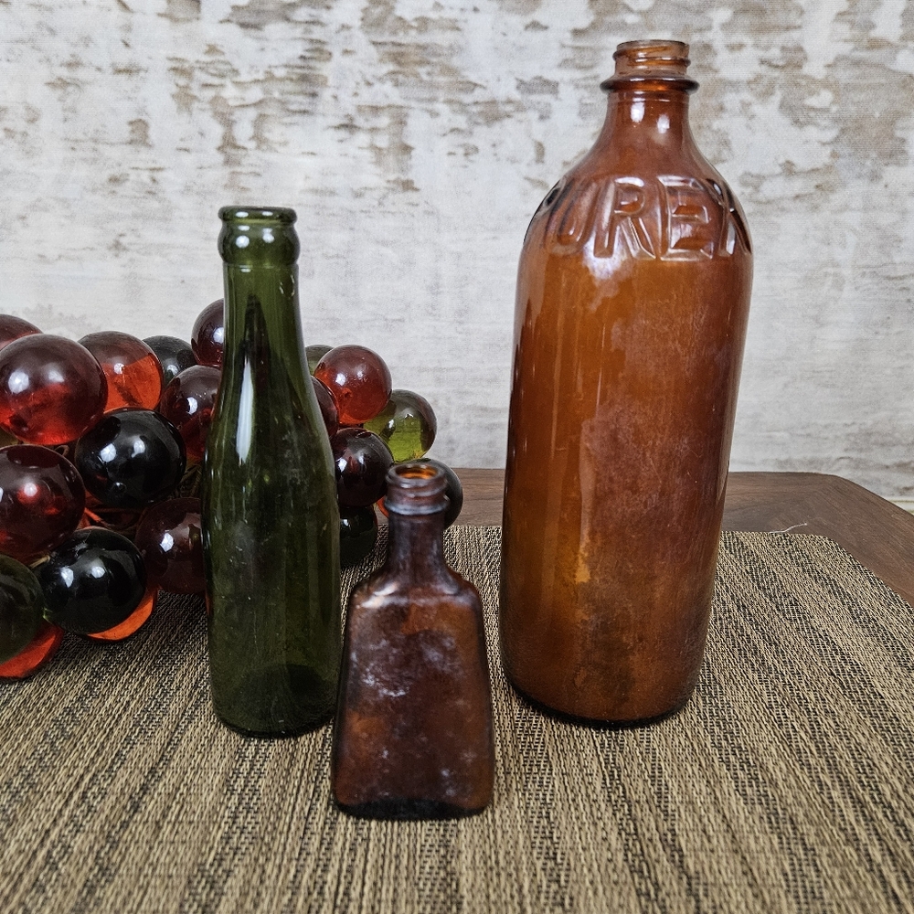 Vintage Glass Bottles Schilling McCormick Purex Vintage Amber Found Objects - Picture 3 of 10